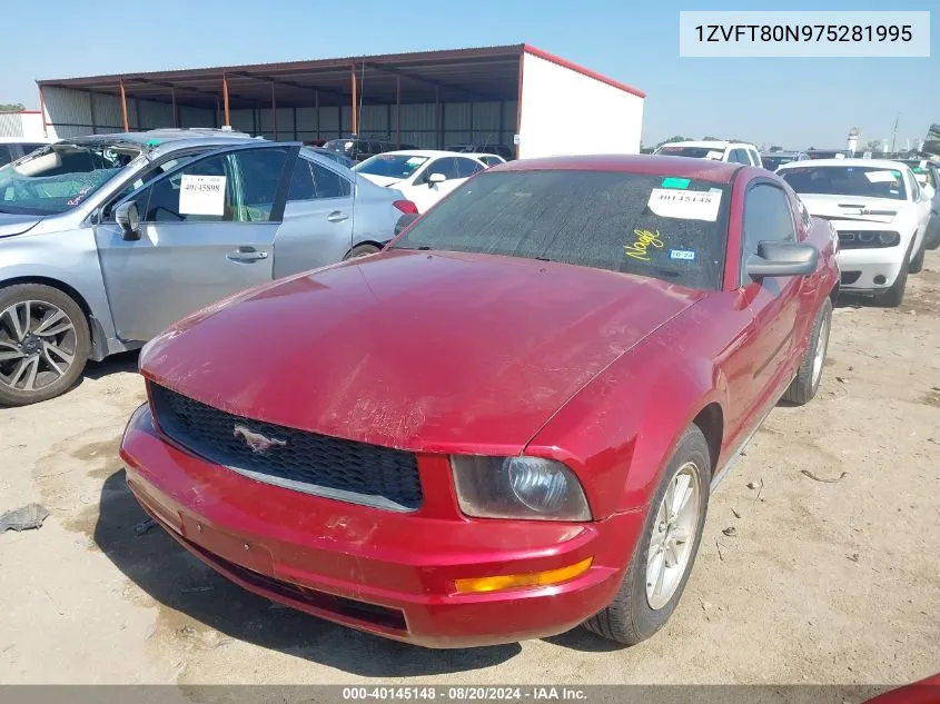 2007 Ford Mustang VIN: 1ZVFT80N975281995 Lot: 40145148