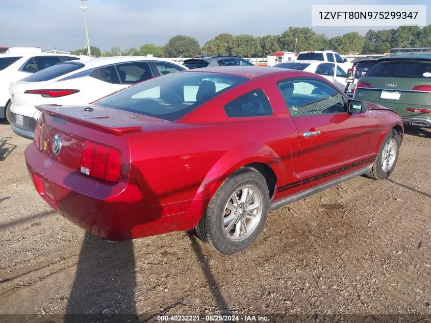 2007 Ford Mustang V6 Deluxe/V6 Premium VIN: 1ZVFT80N975299347 Lot: 40232221