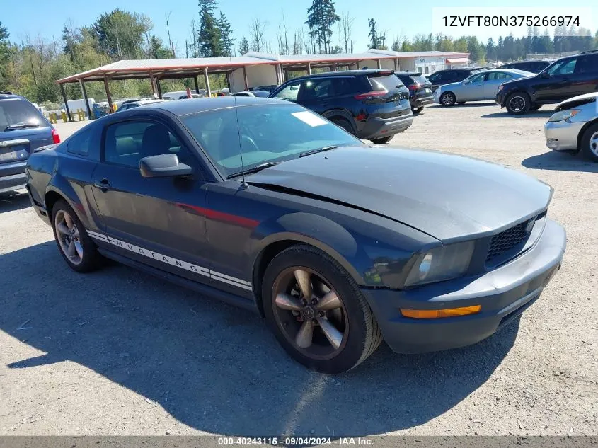 2007 Ford Mustang V6 Deluxe/V6 Premium VIN: 1ZVFT80N375266974 Lot: 40243115