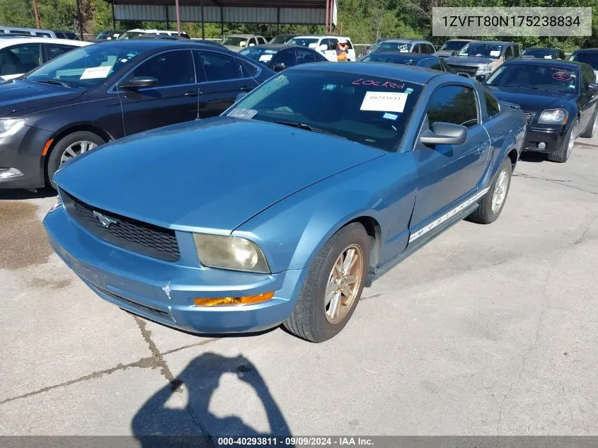 2007 Ford Mustang V6 Deluxe/V6 Premium VIN: 1ZVFT80N175238834 Lot: 40293811