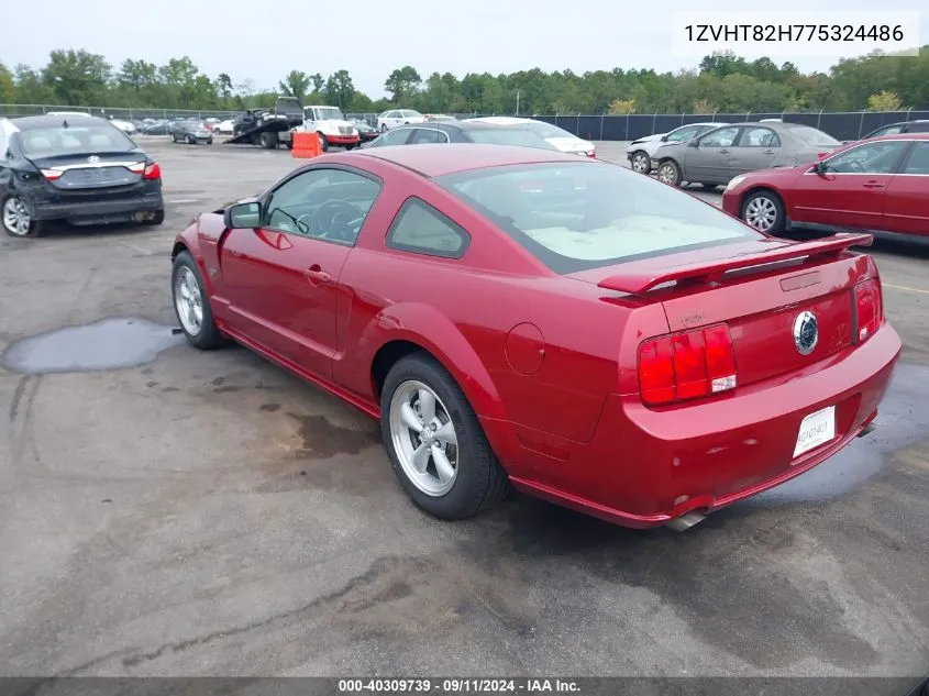 2007 Ford Mustang Gt VIN: 1ZVHT82H775324486 Lot: 40309739