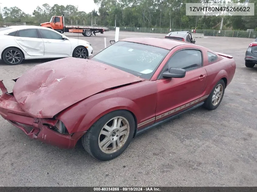 2007 Ford Mustang VIN: 1ZVHT80N475266622 Lot: 40314265