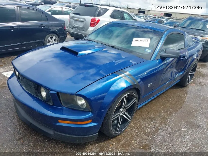 2007 Ford Mustang Gt VIN: 1ZVFT82H275247386 Lot: 40316294