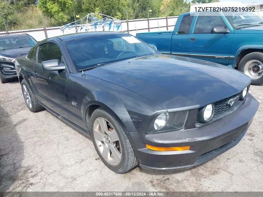 2007 Ford Mustang Gt VIN: 1ZVFT82H075219392 Lot: 40317600