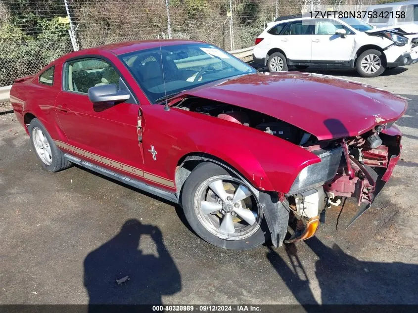 2007 Ford Mustang V6 Deluxe/V6 Premium VIN: 1ZVFT80N375342158 Lot: 40320989