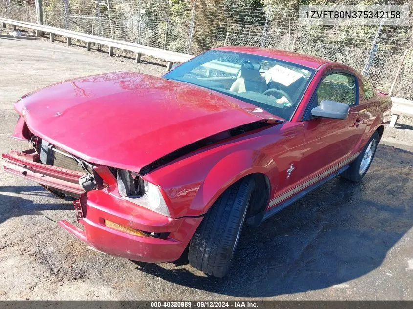 2007 Ford Mustang V6 Deluxe/V6 Premium VIN: 1ZVFT80N375342158 Lot: 40320989