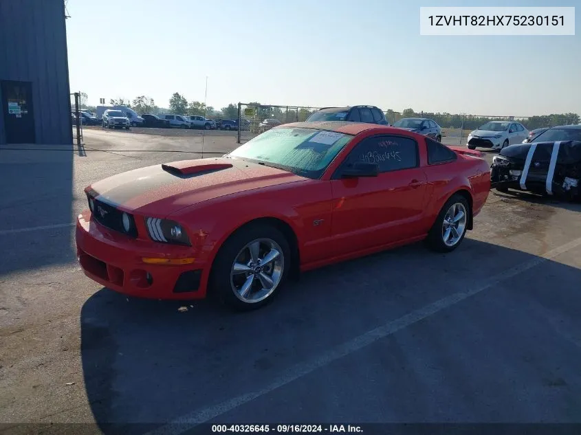 2007 Ford Mustang Gt VIN: 1ZVHT82HX75230151 Lot: 40326645