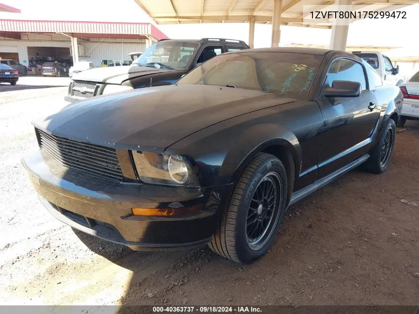 2007 Ford Mustang V6 Deluxe/V6 Premium VIN: 1ZVFT80N175299472 Lot: 40363737