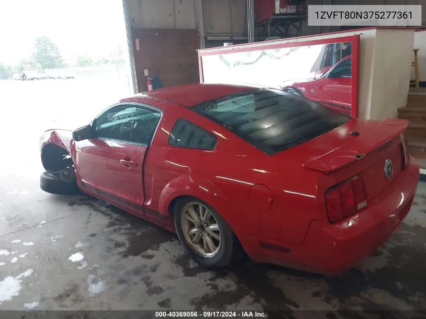 2007 Ford Mustang V6 Deluxe/V6 Premium VIN: 1ZVFT80N375277361 Lot: 40369056