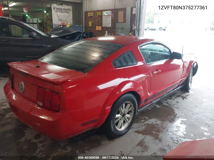 2007 Ford Mustang V6 Deluxe/V6 Premium VIN: 1ZVFT80N375277361 Lot: 40369056