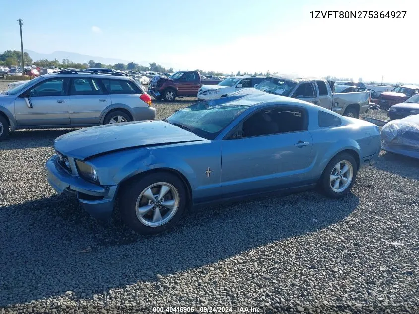 2007 Ford Mustang V6 Deluxe/V6 Premium VIN: 1ZVFT80N275364927 Lot: 40415905