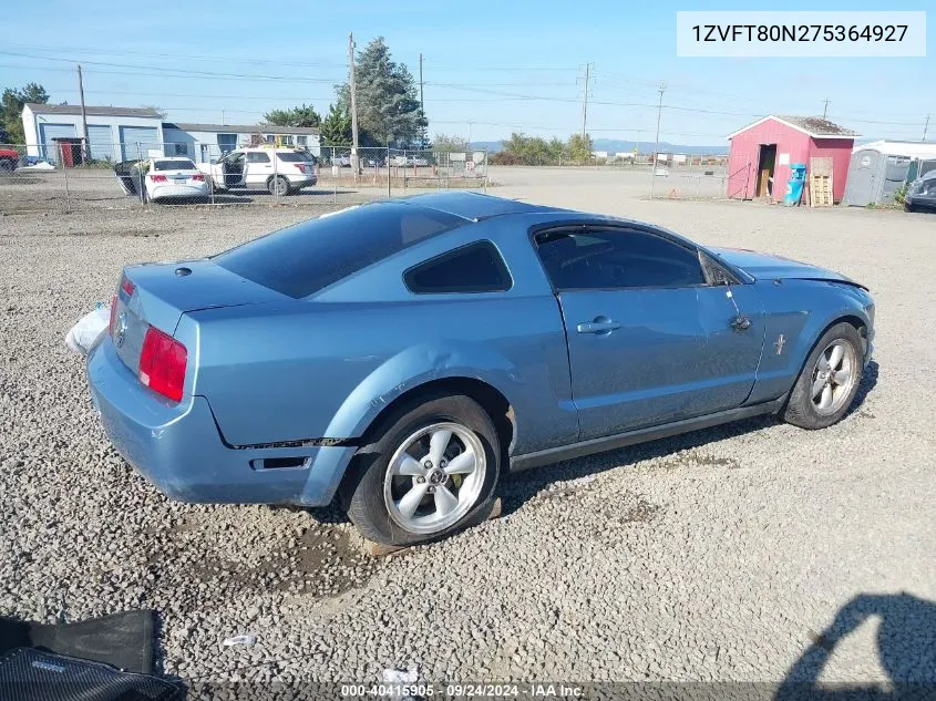 2007 Ford Mustang V6 Deluxe/V6 Premium VIN: 1ZVFT80N275364927 Lot: 40415905