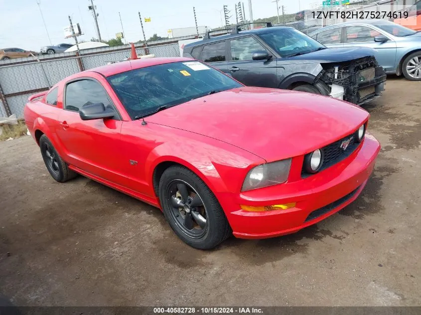 2007 Ford Mustang Gt Deluxe/Gt Premium VIN: 1ZVFT82H275274619 Lot: 40582728