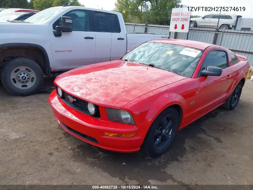 2007 Ford Mustang Gt Deluxe/Gt Premium VIN: 1ZVFT82H275274619 Lot: 40582728