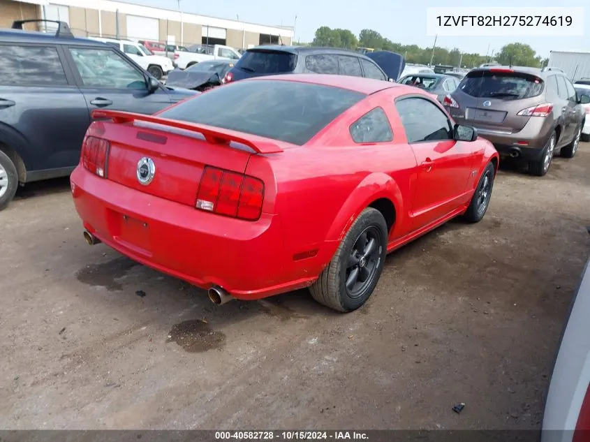 2007 Ford Mustang Gt Deluxe/Gt Premium VIN: 1ZVFT82H275274619 Lot: 40582728