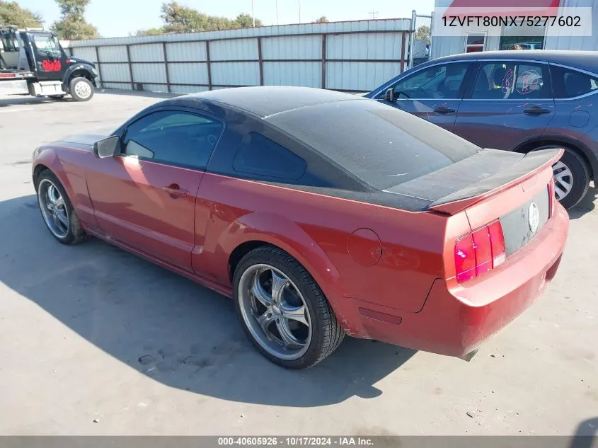 2007 Ford Mustang V6 Deluxe/V6 Premium VIN: 1ZVFT80NX75277602 Lot: 40605926