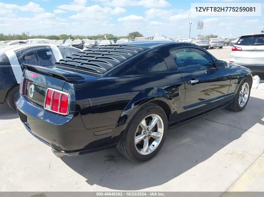 2007 Ford Mustang Gt Deluxe/Gt Premium VIN: 1ZVFT82H775259081 Lot: 40648382