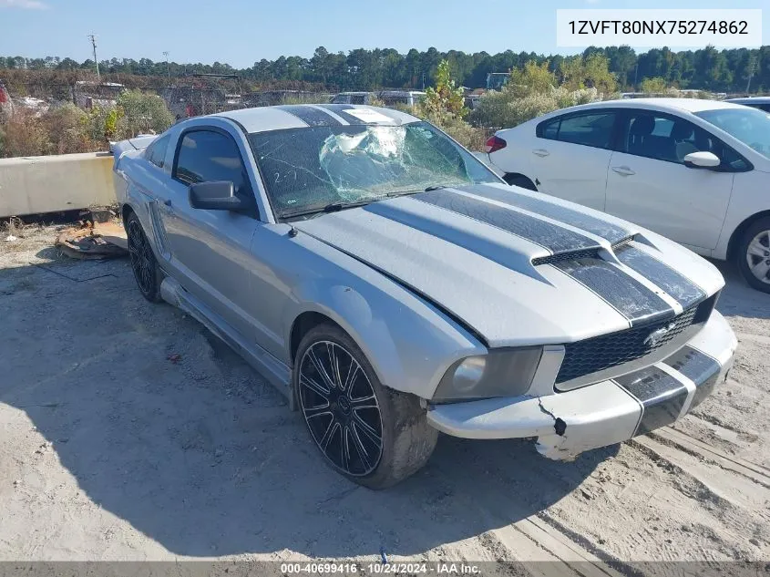 2007 Ford Mustang V6 Deluxe/V6 Premium VIN: 1ZVFT80NX75274862 Lot: 40699416