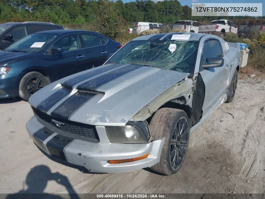 2007 Ford Mustang V6 Deluxe/V6 Premium VIN: 1ZVFT80NX75274862 Lot: 40699416