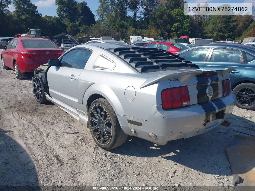 2007 Ford Mustang V6 Deluxe/V6 Premium VIN: 1ZVFT80NX75274862 Lot: 40699416