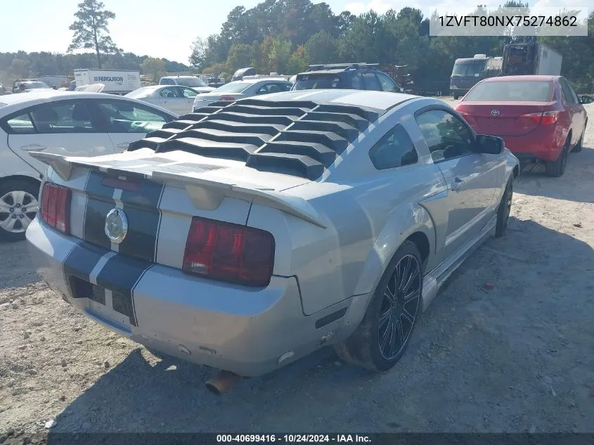 2007 Ford Mustang V6 Deluxe/V6 Premium VIN: 1ZVFT80NX75274862 Lot: 40699416