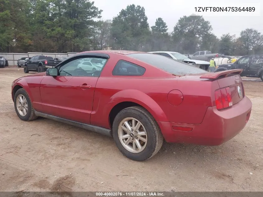 2007 Ford Mustang V6 Deluxe/V6 Premium VIN: 1ZVFT80N475364489 Lot: 40802076