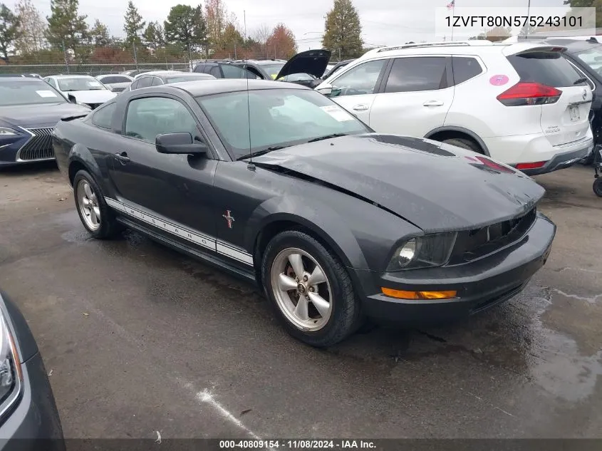 2007 Ford Mustang V6 Deluxe/V6 Premium VIN: 1ZVFT80N575243101 Lot: 40809154