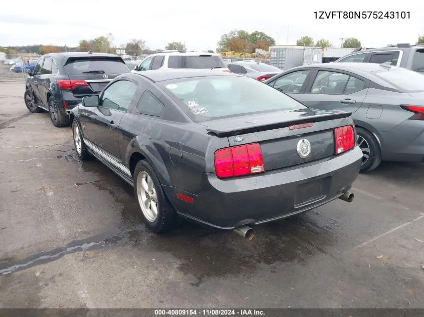 2007 Ford Mustang V6 Deluxe/V6 Premium VIN: 1ZVFT80N575243101 Lot: 40809154