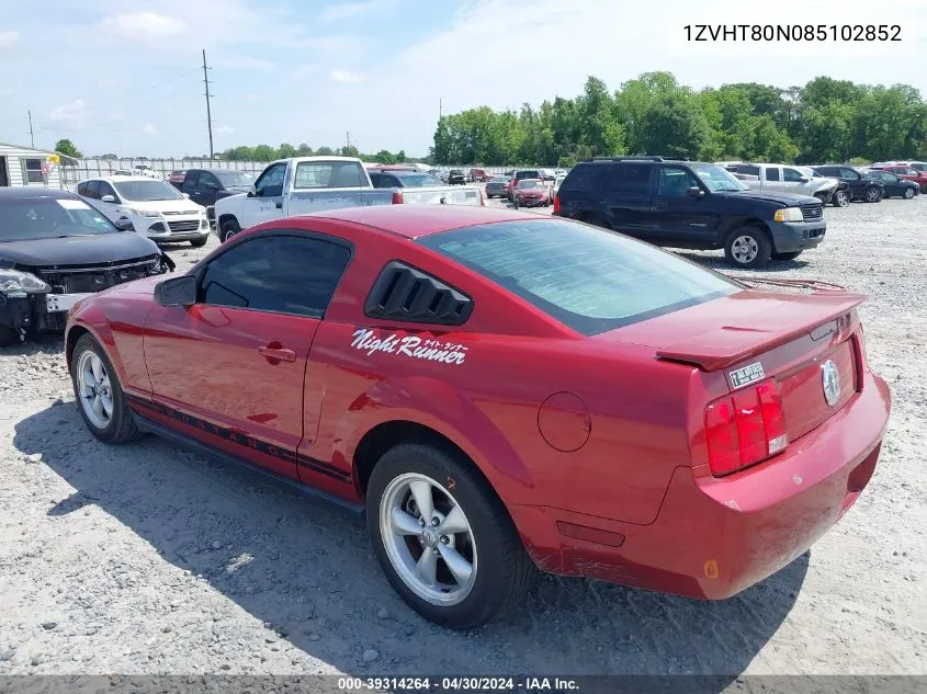 2008 Ford Mustang V6 Deluxe/V6 Premium VIN: 1ZVHT80N085102852 Lot: 39314264