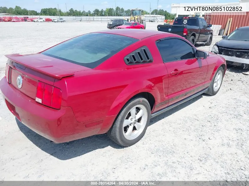 2008 Ford Mustang V6 Deluxe/V6 Premium VIN: 1ZVHT80N085102852 Lot: 39314264