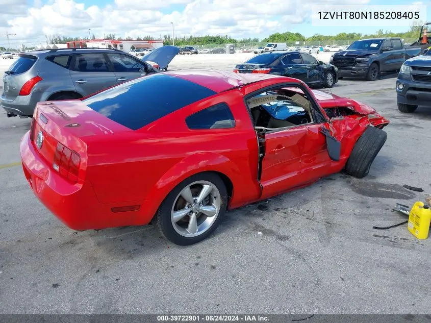 2008 Ford Mustang V6 Deluxe/V6 Premium VIN: 1ZVHT80N185208405 Lot: 39722901