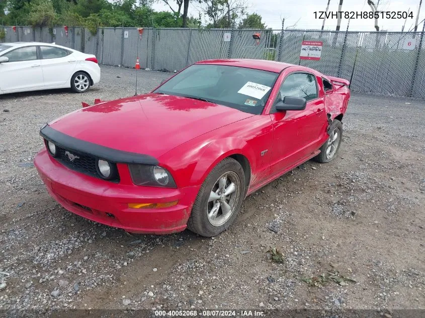 2008 Ford Mustang Gt Deluxe/Gt Premium VIN: 1ZVHT82H885152504 Lot: 40052068