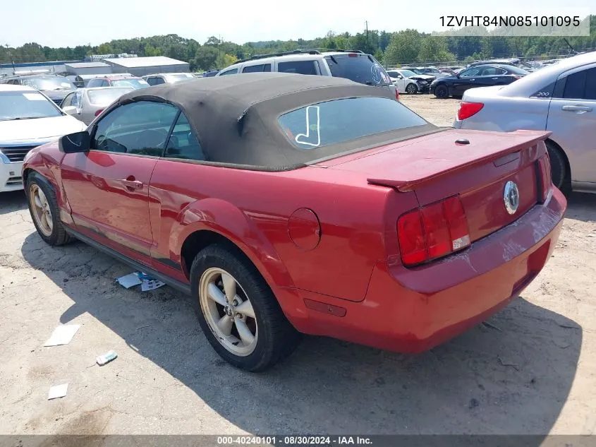 2008 Ford Mustang V6 Deluxe/V6 Premium VIN: 1ZVHT84N085101095 Lot: 40240101