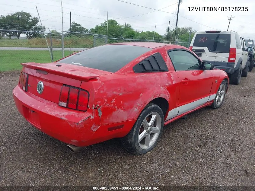 2008 Ford Mustang V6 Deluxe/V6 Premium VIN: 1ZVHT80N485178235 Lot: 40259451