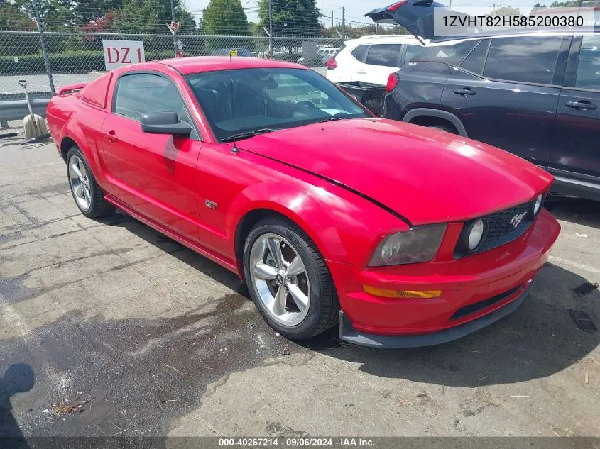 2008 Ford Mustang Gt Deluxe/Gt Premium VIN: 1ZVHT82H585200380 Lot: 40267214