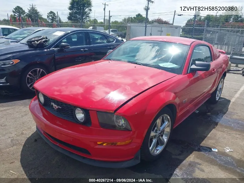 2008 Ford Mustang Gt Deluxe/Gt Premium VIN: 1ZVHT82H585200380 Lot: 40267214