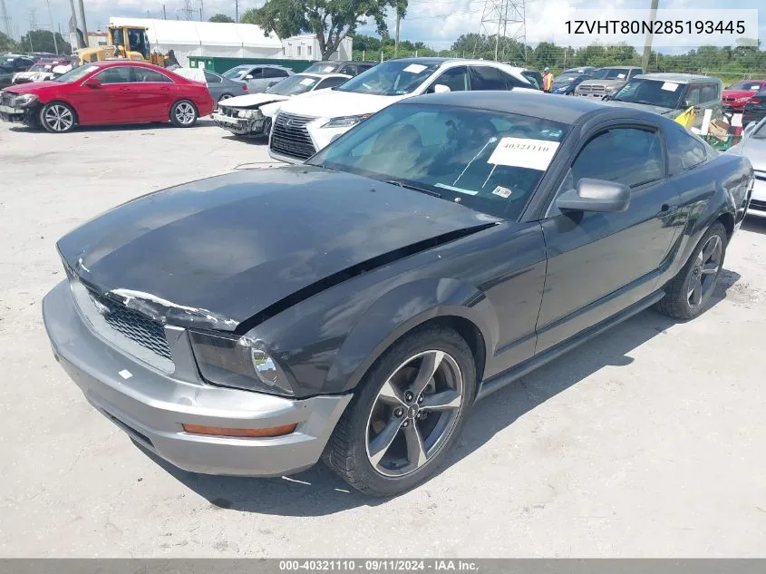 2008 Ford Mustang V6 Deluxe/V6 Premium VIN: 1ZVHT80N285193445 Lot: 40321110