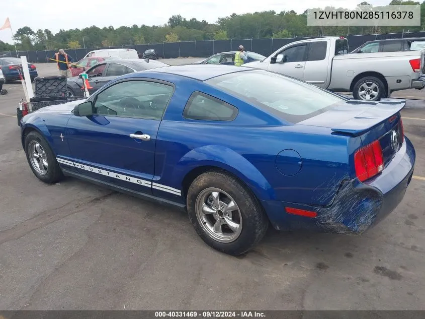 2008 Ford Mustang V6 Deluxe/V6 Premium VIN: 1ZVHT80N285116378 Lot: 40331469