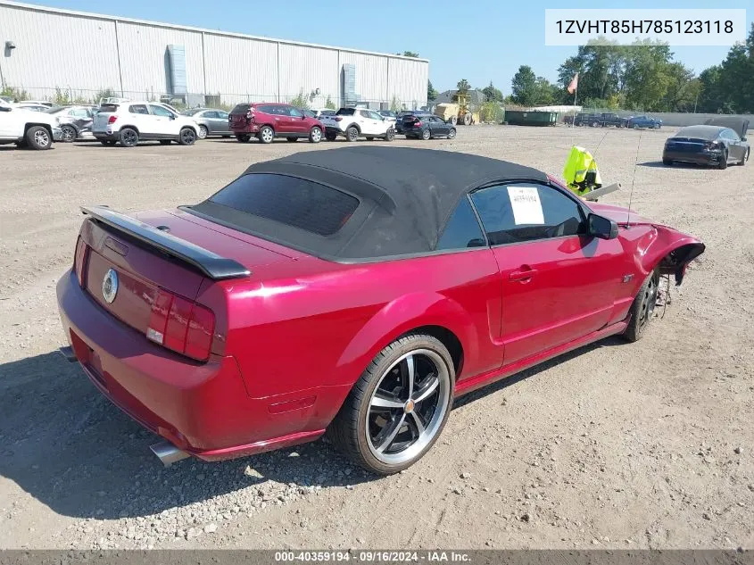 1ZVHT85H785123118 2008 Ford Mustang Gt Deluxe/Gt Premium