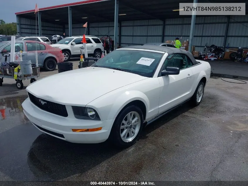 2008 Ford Mustang V6 Deluxe/V6 Premium VIN: 1ZVHT84N985138212 Lot: 40443974