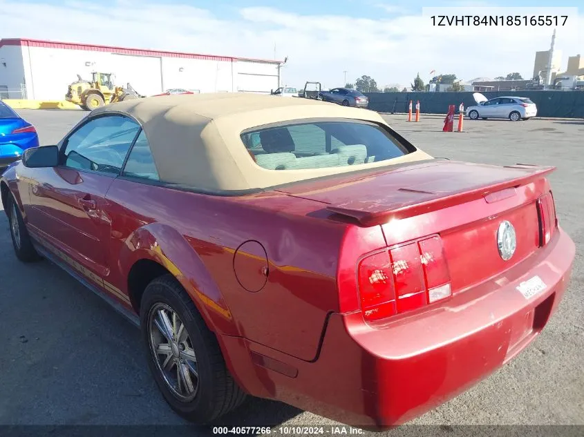 2008 Ford Mustang V6 Deluxe/V6 Premium VIN: 1ZVHT84N185165517 Lot: 40577266