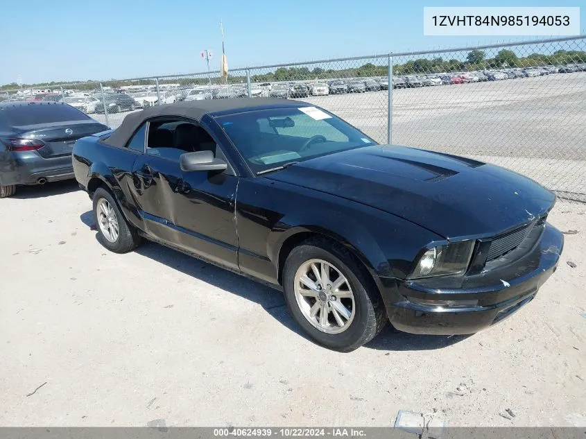 2008 Ford Mustang V6 Deluxe/V6 Premium VIN: 1ZVHT84N985194053 Lot: 40624939