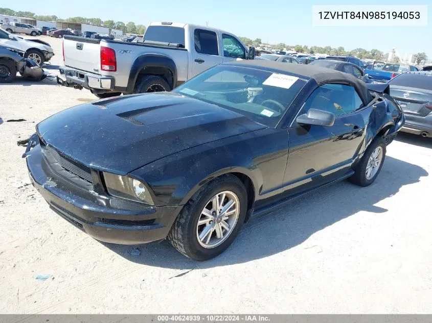 2008 Ford Mustang V6 Deluxe/V6 Premium VIN: 1ZVHT84N985194053 Lot: 40624939