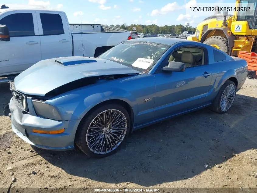 2008 Ford Mustang Gt Deluxe/Gt Premium VIN: 1ZVHT82HX85143982 Lot: 40740636