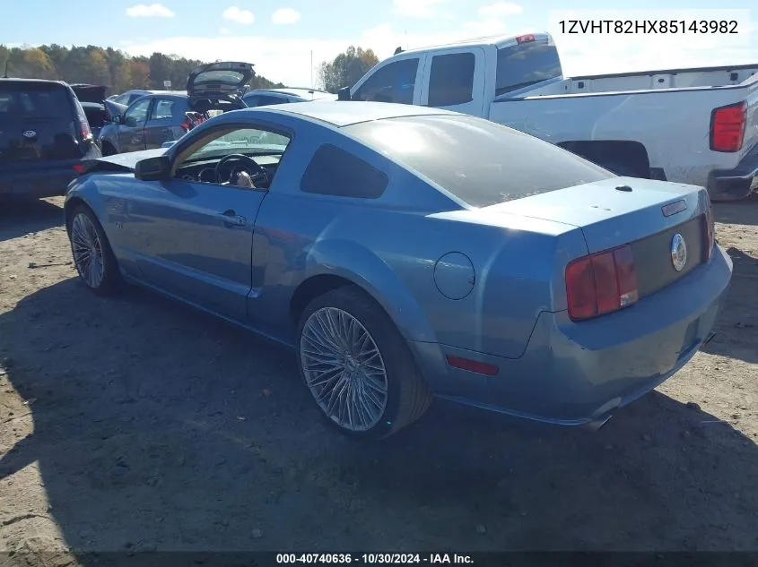 2008 Ford Mustang Gt Deluxe/Gt Premium VIN: 1ZVHT82HX85143982 Lot: 40740636