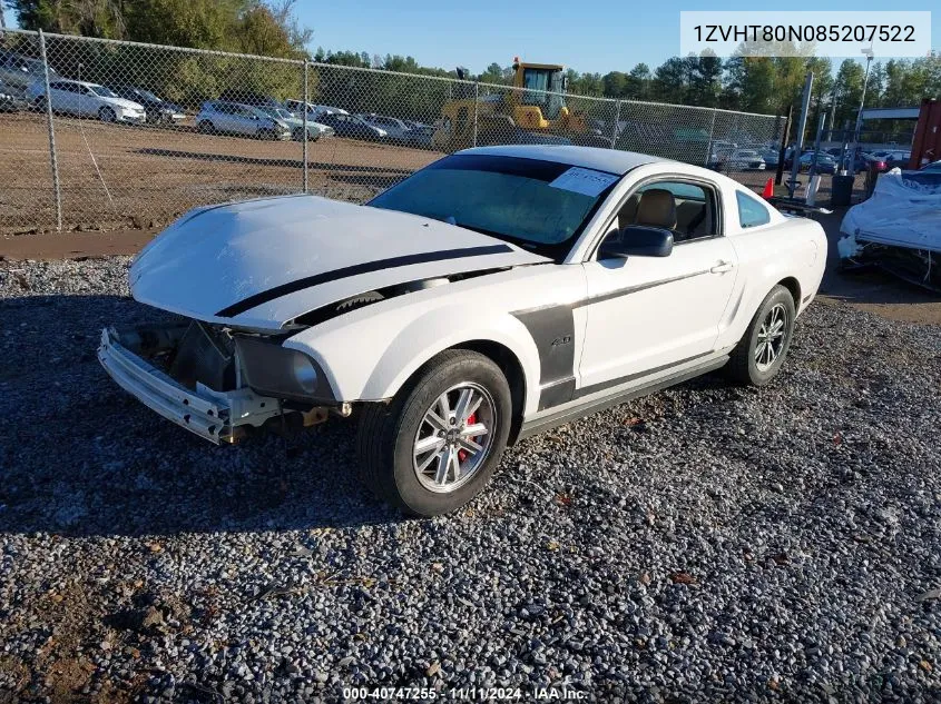 2008 Ford Mustang V6 Deluxe/V6 Premium VIN: 1ZVHT80N085207522 Lot: 40747255