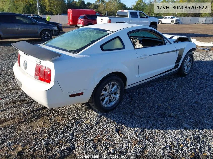 2008 Ford Mustang V6 Deluxe/V6 Premium VIN: 1ZVHT80N085207522 Lot: 40747255