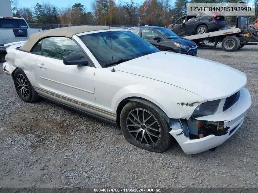 2008 Ford Mustang V6 Deluxe/V6 Premium VIN: 1ZVHT84N285193990 Lot: 40774700