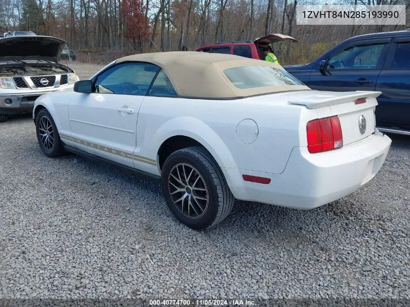 2008 Ford Mustang V6 Deluxe/V6 Premium VIN: 1ZVHT84N285193990 Lot: 40774700