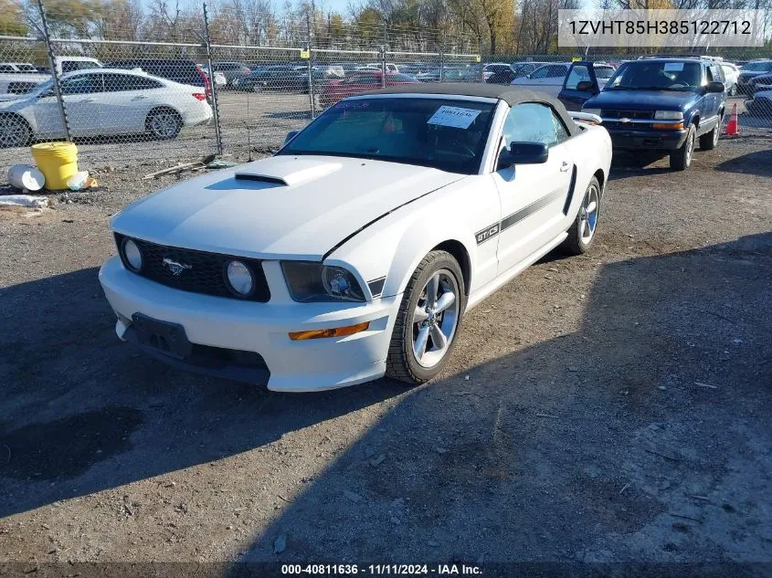 2008 Ford Mustang Gt Premium VIN: 1ZVHT85H385122712 Lot: 40811636